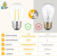 Svater LED Kültéri Fényfüzér 29m, IP65 Vízálló, 2x48FT Retro S14 Műanyag Izzókkal, Kerthez, Teraszhoz, Esküvőhöz, 2700K Meleg Fehér 4