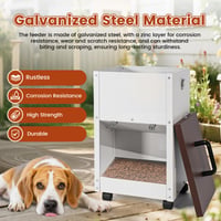 Svauoumu Galvanizált Automata Kutyaadagoló Nagy Testű Kutyáknak 30 lbs Fém Gravitációs Etetőgép Kerekekkel Extra Nagy Önálló Adagoló Fehér 4