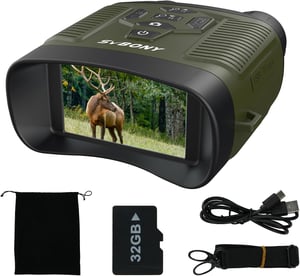 SVBONY infravörös éjjellátó binokulár zoom 8x 3 hüvelykes HD kijelző 4K videó 36MP fotó 5000mAh tölthető TF 32 GB kártyával vadászathoz