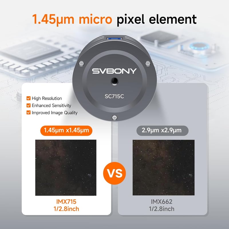 SVBONY SC715C Teleskóp Kamera IMX715 CMOS USB3.0 Bolygófotózáshoz