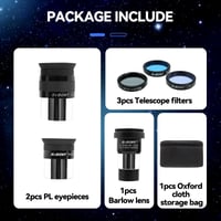Sada okulárov pre teleskop SVBONY SV233 – 6 mm a 17 mm Plössl okulár, 2x Barlowova šošovka, mesačný filter, ND4 a 82A farebný filter, s prenosným puzdrom, 7-dielna súprava astronomického príslušenstva 7