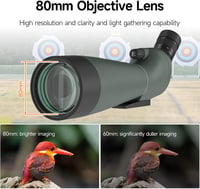 SVBONY SV28 45° szöges spotting scope IP65 vízálló BAK-4 prizmával tripod és telefon adapterrel - 20-60x80 3