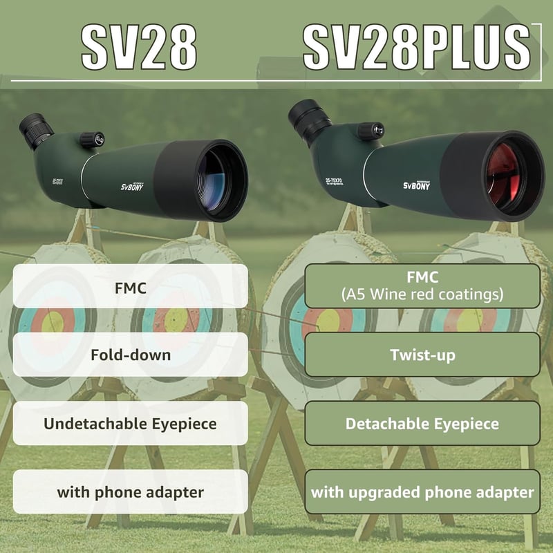 SVBONY SV28 Plus 25-75x70 Spotting Scope BAK4 Vörös Madármegfigyelő Távcső Tripod