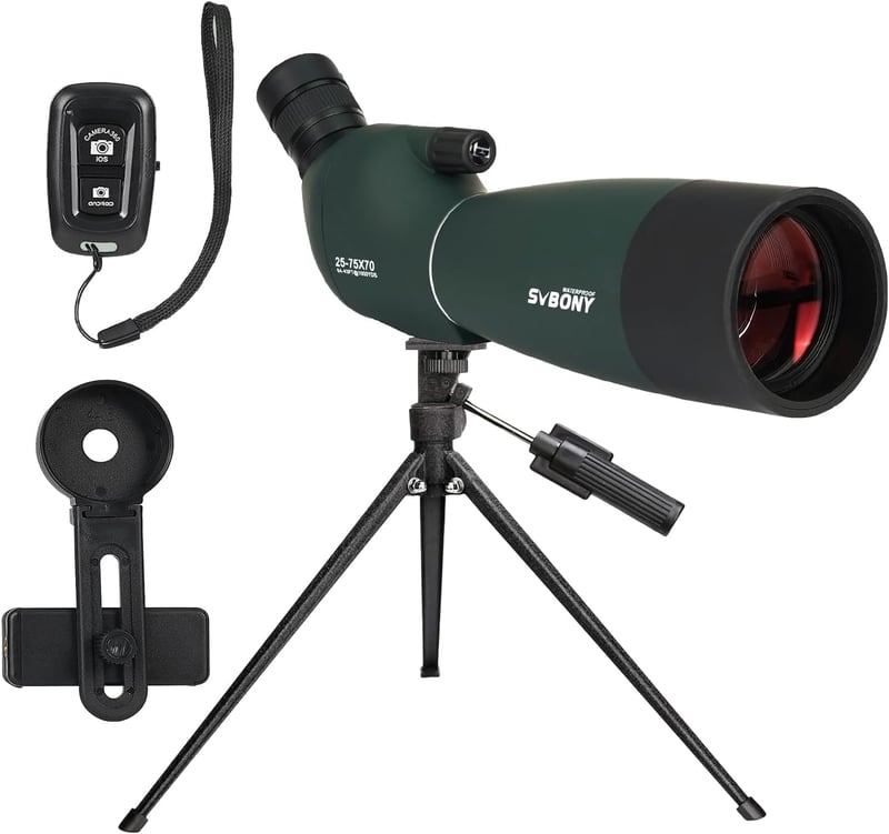 SVBONY SV28PLUS 25-75×70mm Madárles Távcső BAK4 Lencse Vezeték Nélküli Vezérléssel - 25-75 x 70 mm green with controller