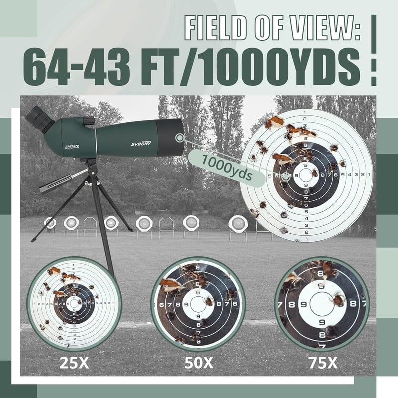 SVBONY SV28PLUS 25-75×70mm Madárles Távcső BAK4 Lencse Vezeték Nélküli Vezérléssel - 25-75 x 70 mm green with controller