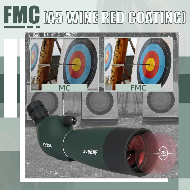SVBONY SV28PLUS 25-75×70mm Madárles Távcső BAK4 Lencse Vezeték Nélküli Vezérléssel - 25-75 x 70 mm green with controller