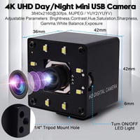 SVPRO 4K Autofokusz USB Webkamera 30fps IMX415 Szenzor 100° Lencse LED Világítás Streaming Oktatás Ipari Kamera 6