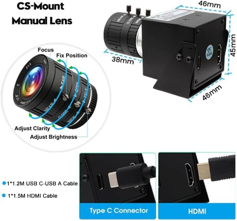 SVPRO 4K USB HDMI Webkamera Manuális Zoommal, H.264 Változtatható Fókusszal, Kettős Kimenettel Laptophoz, Tablethez, TV-hez és Monitorhoz