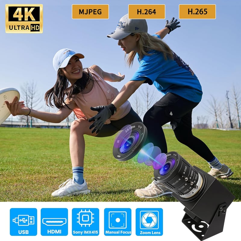 SVPRO 4K USB HDMI Webkamera Manuális Zoommal, H.264 Változtatható Fókusszal, Kettős Kimenettel Laptophoz, Tablethez, TV-hez és Monitorhoz