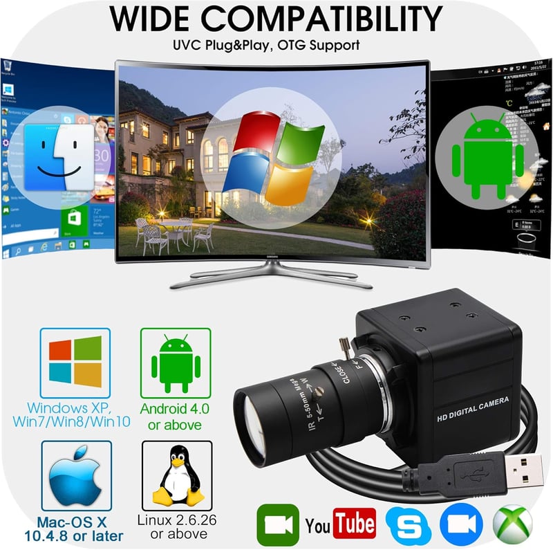 Svpro 4K Webkamera 10X Optikai Zoom, 8MP USB Kamera Számítógéphez, Windows/Mac/Linux Kompatibilis