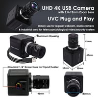 Svpro 4K Webkamera Számítógéphez - 8MP Sony Szenzor, 5X Optikai Zoom, Manuális Fókusz, Széles Látószög, USB Csatlakozás Zoom/Skype/YouTube K 5