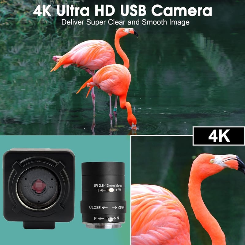 Svpro 4K Webkamera Számítógéphez - 8MP Sony Szenzor, 5X Optikai Zoom, Manuális Fókusz, Széles Látószög, USB Csatlakozás Zoom/Skype/YouTube K