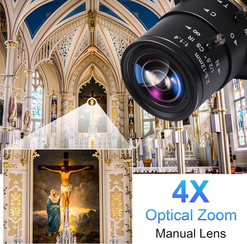 Svpro 4K Webkamera USB és HDMI Kimenettel - Manuális Zoom 2.8-12mm CS Objektívvel, IMX415 CMOS Szenzor, Közeli Fotózáshoz, Élő Közvetítéshez