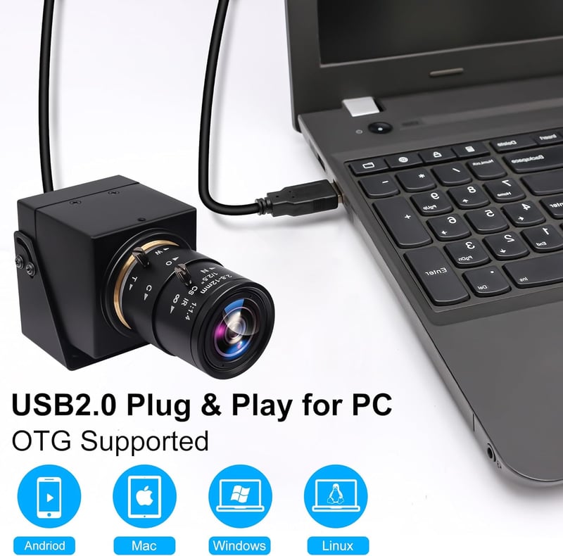 Svpro 4K Webkamera USB és HDMI Kimenettel - Manuális Zoom 2.8-12mm CS Objektívvel, IMX415 CMOS Szenzor, Közeli Fotózáshoz, Élő Közvetítéshez