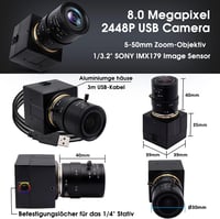 Svpro 8MP USB Webkamera 5-50mm Manuális Zoom Objektívvel, Sony IMX179 Szenzor, 2448P Felbontás, Windows/Linux/Mac Kompatibilis, Ipari és Orv 5