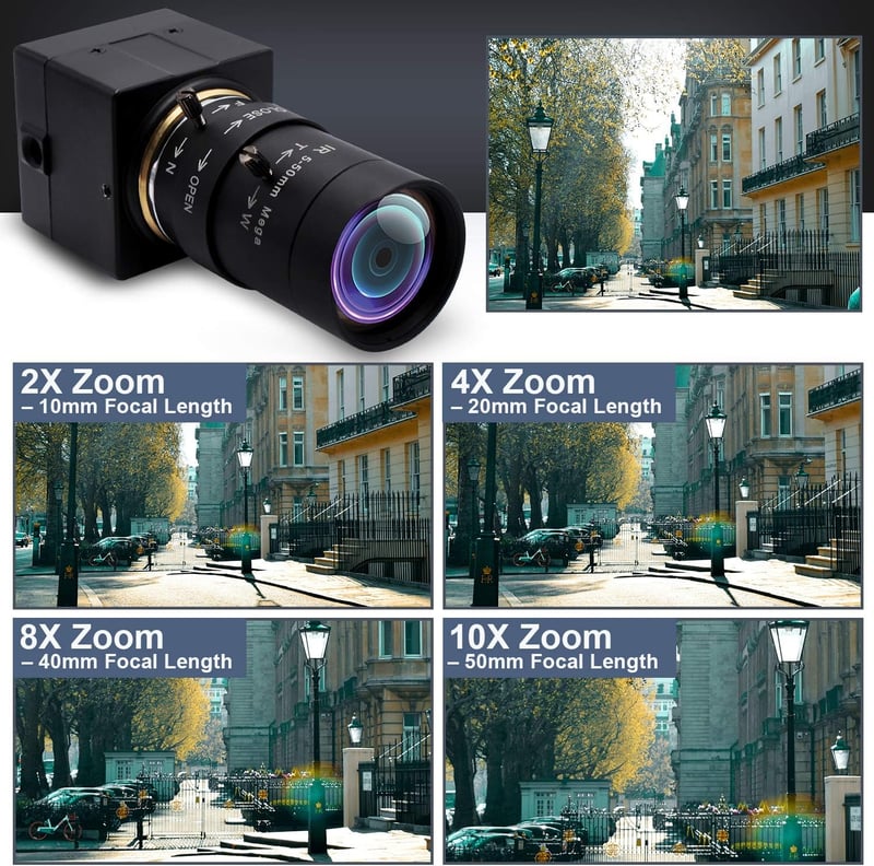 Svpro 8MP USB Webkamera 5-50mm Manuális Zoom Objektívvel, Sony IMX179 Szenzor, 2448P Felbontás, Windows/Linux/Mac Kompatibilis, Ipari és Orv