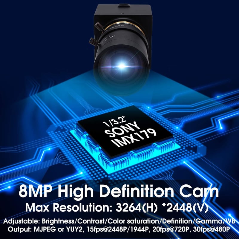 Svpro 8MP USB Webkamera 5-50mm Manuális Zoom Objektívvel, Sony IMX179 Szenzor, 2448P Felbontás, Windows/Linux/Mac Kompatibilis, Ipari és Orv