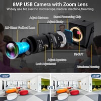 Svpro 8MP Zoom Webkamera Laptophoz - 2.8-12mm Makró USB Kamera PC-hez, Manuális Fókusz, 4K Felbontás, Tripod/Fali Rögzítés, Windows/Mac/Linu 4