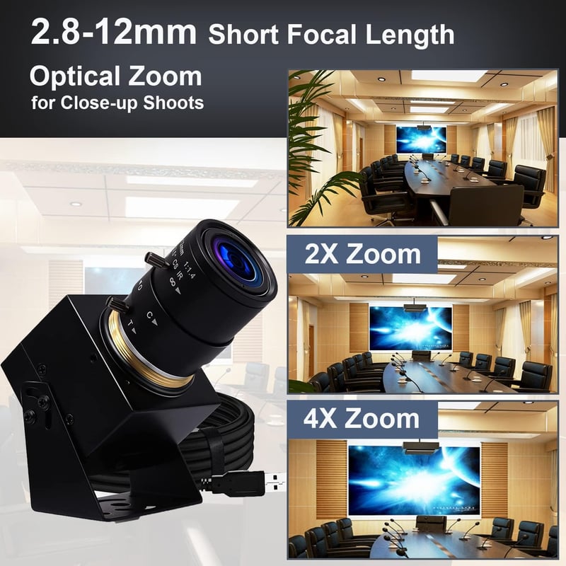 Svpro 8MP Zoom Webkamera Laptophoz - 2.8-12mm Makró USB Kamera PC-hez, Manuális Fókusz, 4K Felbontás, Tripod/Fali Rögzítés, Windows/Mac/Linu