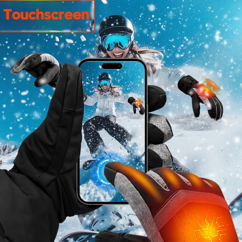 Svpro Fűtött Kesztyű Férfi Női Téli Touchscreen Síkesztyű Szélálló