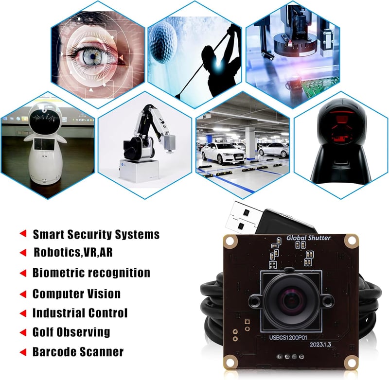 Svpro Global Shutter USB Kamera Modul - 90fps Nagysebességű Webkamera 2MP AR0234 Torzításmentes M12 Lencsével, 1920x1200 Felbontás Számítógé