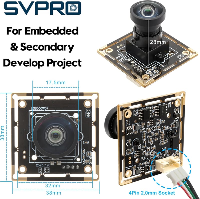 Svpro Jeston Nano 5MP 30FPS USB kamera modul M12 120° széles látószög webcam - 5MP-H120 M12 (HFOV 118°)
