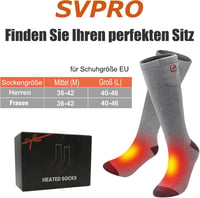Svpro újratölthető akkumulátoros fűtött zokni szürke melegítő sports outdoor camping túrázáshoz férfiaknak és nőknek 8