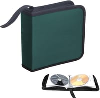 SVUPUE CD DVD Tároló Táska 40 Lemezhez - Hordozható Oxford Szöveges Tartó Autóba és Otthonra, Zöld Színben, Nyakpánttal 1