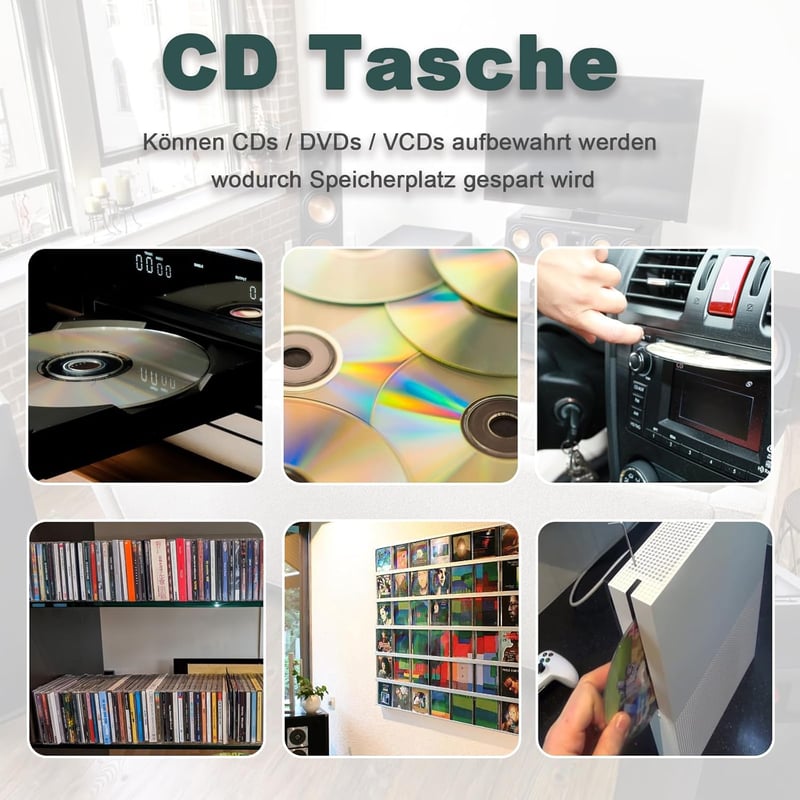 SVUPUE CD DVD Tároló Táska 40 Lemezhez - Hordozható Oxford Szöveges Tartó Autóba és Otthonra, Zöld Színben, Nyakpánttal