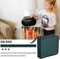 SVUPUE CD DVD Tároló Táska 40 Lemezhez - Hordozható Oxford Szöveges Tartó Autóba és Otthonra, Zöld Színben, Nyakpánttal 4