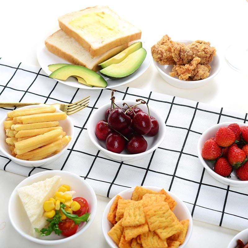 SVUPUE Mini fehér kerek mártásos tálkák, szósz sushihoz szójához desszert tál, snack gyümölcs, 12 darabos készlet