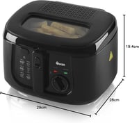 Swan 2,5 literes mélysütő ablakkal, 1800W, hőmérséklet szabályozás, fekete 7