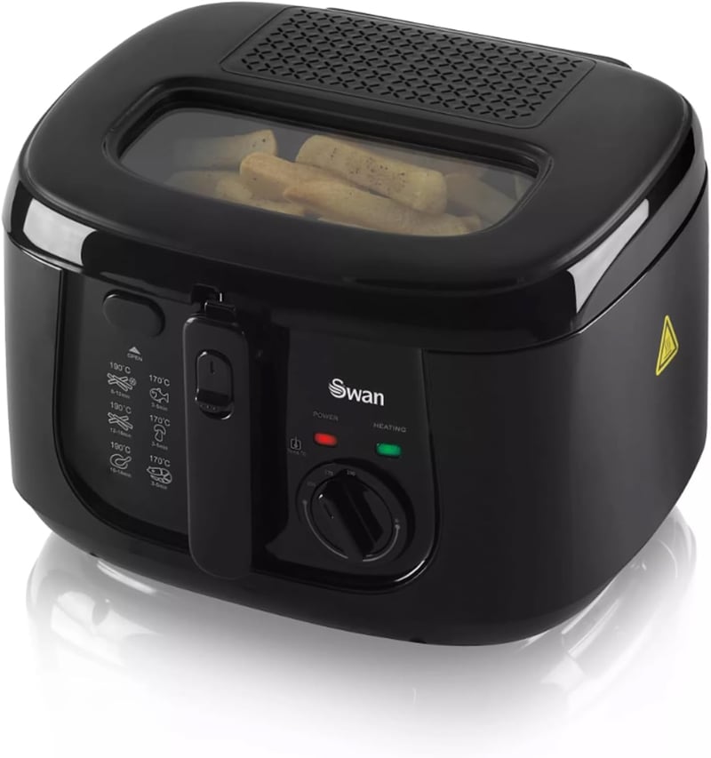 Swan 2,5 literes mélysütő ablakkal, 1800W, hőmérséklet szabályozás, fekete