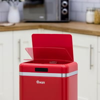 Coș de gunoi automat cu senzor de mișcare Swan Retro, 45 litri, design vintage, roșu, recipient inteligent de mare capacitate pentru deșeuri 3