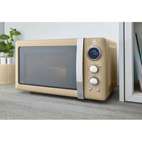 Swan Retro SM22030CNEU Digitális Mikrohullámú Sütő 20 L, 5 Teljesítményszint, Leolvasztás Funkció, 60 Perces Időzítő, 27 cm Forgótányér, Vintage Design, Krém, 800 W 4