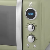 Cuptor cu microunde digital Swan Retro SM22030GNEU 20L, 800W, 5 niveluri de putere, decongelare, temporizator 60 minute, platan rotativ 27 cm, design vintage, verde 6