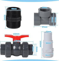 SWAWIS 50mm Medence Bypass Szett Hőszivattyú Csatlakozás Fűtésszabályozás 3