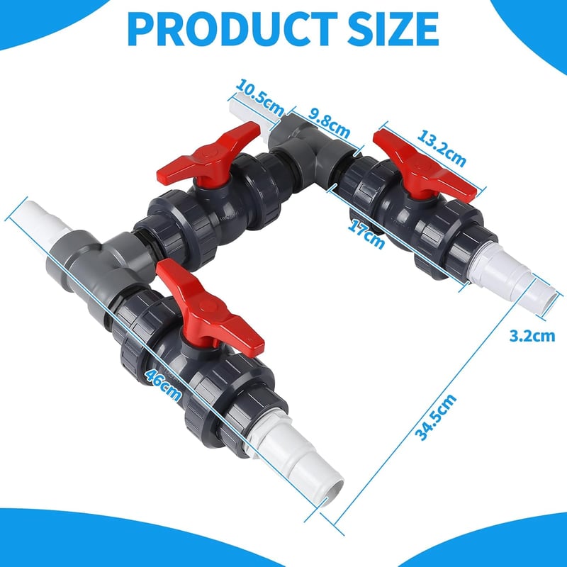 SWAWIS 50mm Medence Bypass Szett Hőszivattyú Csatlakozás Fűtésszabályozás