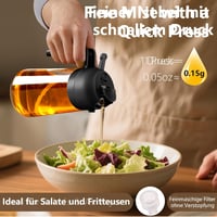 SWEET VIEW 2 az 1-ben Olajpermetező 470 ml - Üveg Olajadagoló és Spray Főzéshez, Sütéshez, Salátákhoz és Airfryerhez - Fekete 3