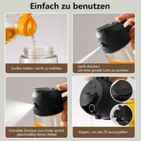 SWEET VIEW 2 az 1-ben Olajpermetező 470 ml - Üveg Olajadagoló és Spray Főzéshez, Sütéshez, Salátákhoz és Airfryerhez - Fekete 2