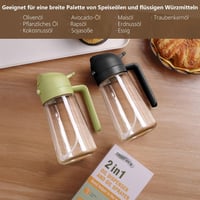SWEET VIEW 2 az 1-ben Olajpermetező 470 ml - Üveg Olajadagoló és Spray Főzéshez, Sütéshez, Salátákhoz és Airfryerhez - Fekete 7