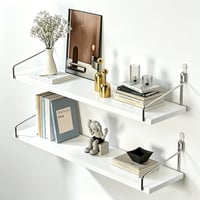 Set 2 Polițe de Perete Flotante SweetButify, Fără Găurire, 60x15 cm, Rafturi Decorative Albe pentru Perete 1