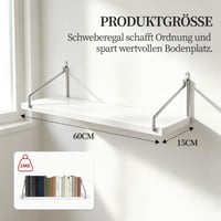 Set 2 Polițe de Perete Flotante SweetButify, Fără Găurire, 60x15 cm, Rafturi Decorative Albe pentru Perete 3