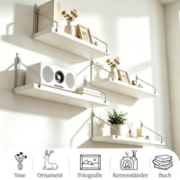 Set 2 Polițe de Perete Flotante SweetButify, Fără Găurire, 60x15 cm, Rafturi Decorative Albe pentru Perete 5