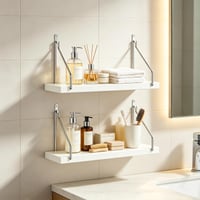 Set 2 Polițe de Perete Flotante SweetButify, Fără Găurire, 60x15 cm, Rafturi Decorative Albe pentru Perete 7