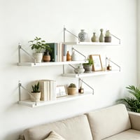 Set 2 Polițe de Perete Flotante SweetButify, Fără Găurire, 60x15 cm, Rafturi Decorative Albe pentru Perete 2
