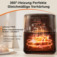 Teplovzdušná fritéza Sweetcrispy 6 l s priezorom, 12 funkcií v 1, dotyková obrazovka, nepriľnavý kôš, vhodná do umývačky riadu, pre 3 – 6 osôb, béžová 3