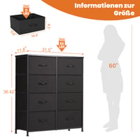 Komoda Sweetcrispy s 8 látkovými zásuvkami, čierna, úložná skrinka 30x80x93 cm, organizér do obývačky a spálne 3