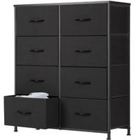 Komoda Sweetcrispy s 8 látkovými zásuvkami, čierna, úložná skrinka 30x80x93 cm, organizér do obývačky a spálne 1