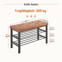 Bancă pentru pantofi Sweetcrispy cu suport pentru încălțăminte pe 3 niveluri, 81x32x50 cm, suprafață de șezut din piele ecologică maro și — zgârietură pe suprafața de șezut (stare: vezi poza 2) 5